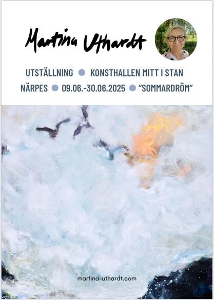 I Konsthallen Mittistan kan du under tidsperioden 9.6-30.6. njuta av Martina Uthardts utställning Sommardröm.

Uthardt är konstnär som inte nått framgång bara i Finland utan även internationellt. Hon representeras av Insel Island Gallery i USA och Kina, där hon deltagit i flera utställningar, bland annat i Venice Beach, Los Angeles, och på Google Campus i Kalifornien.

Hon medverkar även i konstböcker; Nordic Art Guide, European Art Guide och World Art Guide.

Missa inte denna utställning!

Konsthall Mittistanissa voit nauttia Martina Uthardtin näyttelystä Kesäuni ajalla 9.6.–30.6.

Uthardt on taiteilija, joka on menestynyt paitsi Suomessa myös kansainvälisesti. Häntä edustaa Insel Island Gallery Yhdysvalloissa ja Kiinassa, missä hän on osallistunut useisiin näyttelyihin, muun muassa Venice Beachillä Los Angelesissa ja Googlen kampuksella Kaliforniassa.

Hän on mukana myös taidekirjoissa: Nordic Art Guide, European Art Guide ja World Art Guide.

Älä jätä tätä näyttelyä väliin!